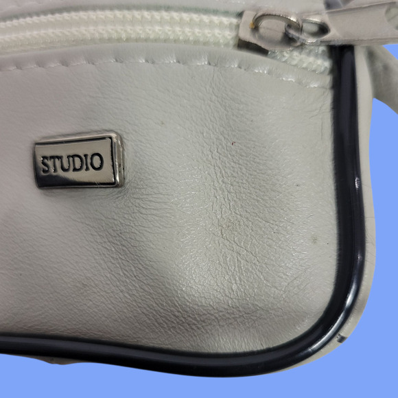 Vintage Studio Tiny Leather Bag Taupe Beige Coin Purse Pouch Change Handles Mini - Picture 13 of 16